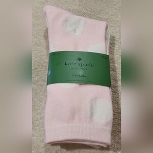 Kate Spade Light Pink Polka Dot Crew Socks 3 Pk New